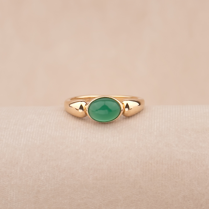Золота каблучка з зеленим оніксом 530503/01/0/21551