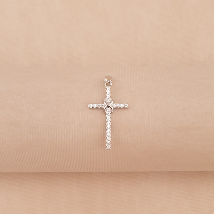 Срібний хрестик з фіанітами SZDP00537-P/12/1
