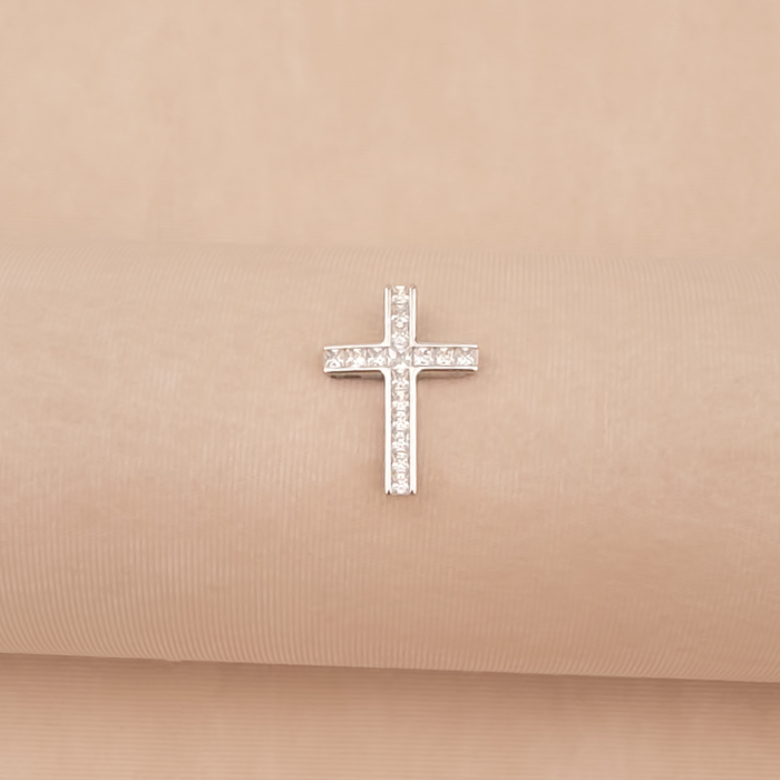 Срібний хрестик з фіанітами 500875-Кр.Р л.к