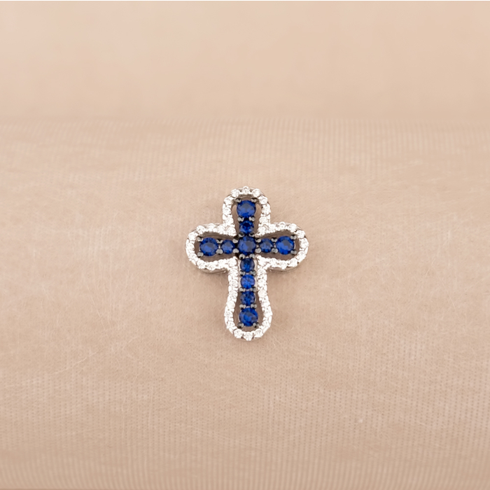 Срібний хрестик з фіанітами 500879-КрЧРл.к.б/с10