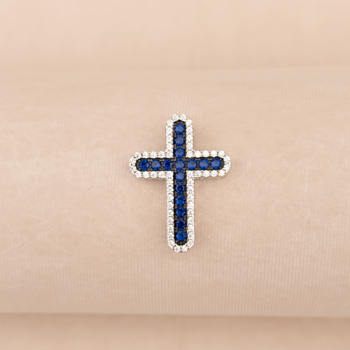 Серебряный крестик с фианитами 500869-Кр.ЧР л.к.б/с16