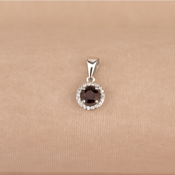 Срібна підвіска з гранатом та фіанітами 35110/12/1/5291