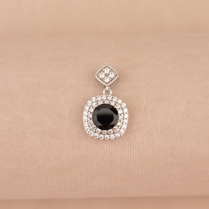 Срібна підвіска з фіанітами та гранатом KRS 599-GR-P/12/5079