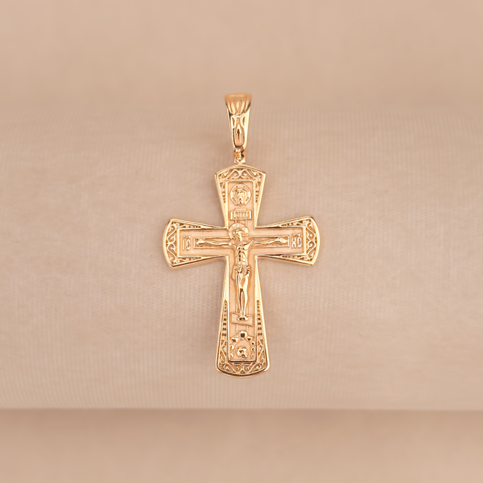 Срібний позолочений хрестик без вставки 31544-Пз/17/0