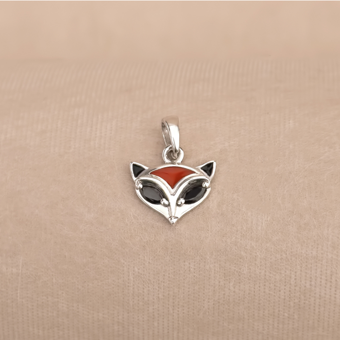 Серебряная подвеска Лисичка с эмалью и фианитами 35829/12/1/21343