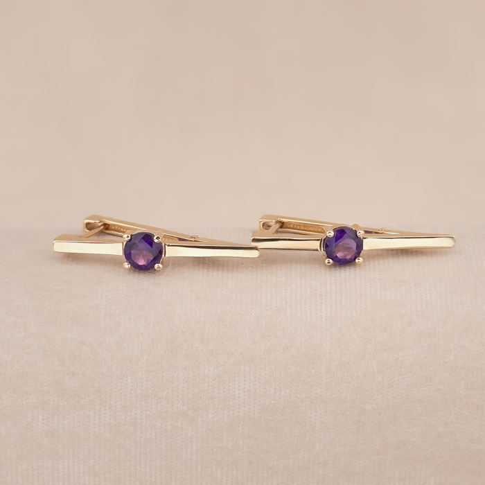 Золотые серьги с аметистом 540319/01/0/5758