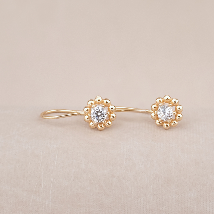 Золоті сережки з фіанітами G-3616-E/01/1