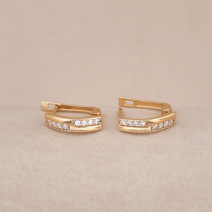 Золоті сережки з фіанітами P-1896-E/01/1