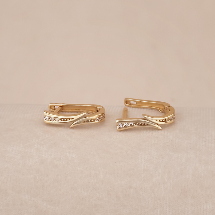 Золотые серьги с фианитами F-2852-E/01/1