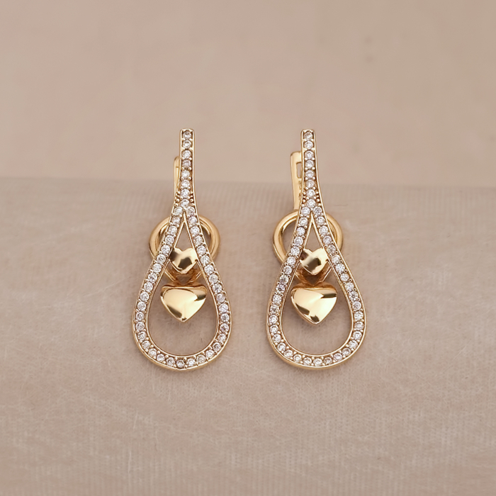 Золоті сережки з фіанітами G-3609-E/01/1