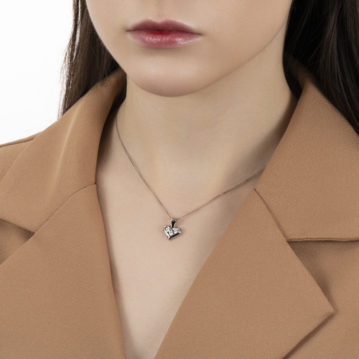 Срібна підвіска з фіанітами. Артикул PS00058-P/12/1