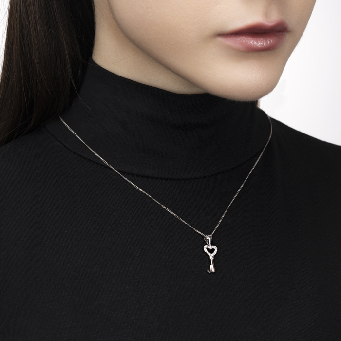 Срібна підвіска з фіанітами. Артикул PS00087-P/12/1