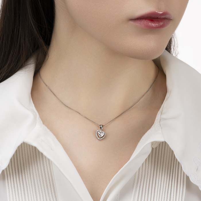 Срібна підвіска з фіанітами. Артикул PS00300-P/12/1