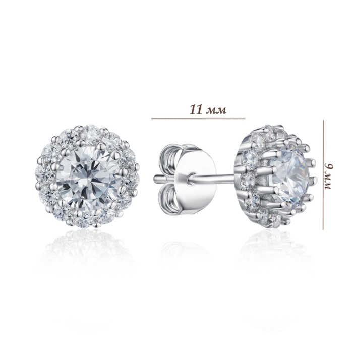 Срібні пусети з фіанітами. Артикул PS00306-E/12/1