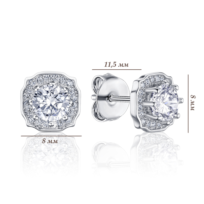 Серебряные серьги с фианитами PS00307-E/12/1