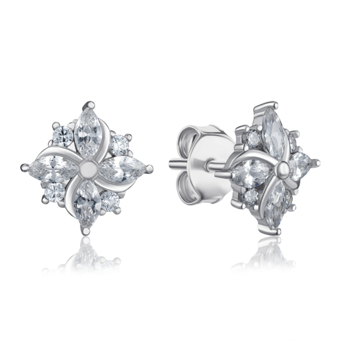 Срібні сережки з фіанітами. Артикул PS00309-E/12/1