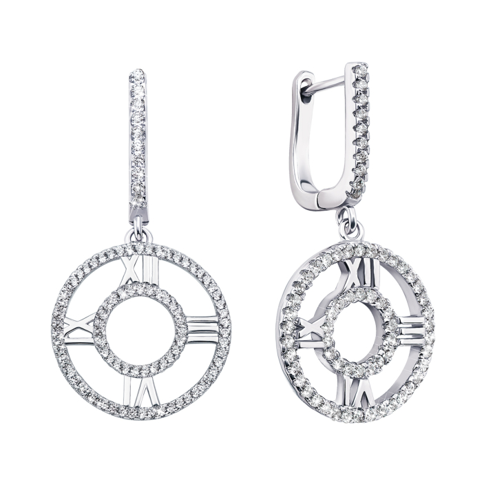 Серебряные серьги-подвески с фианитами. Артикул PSS1009-E