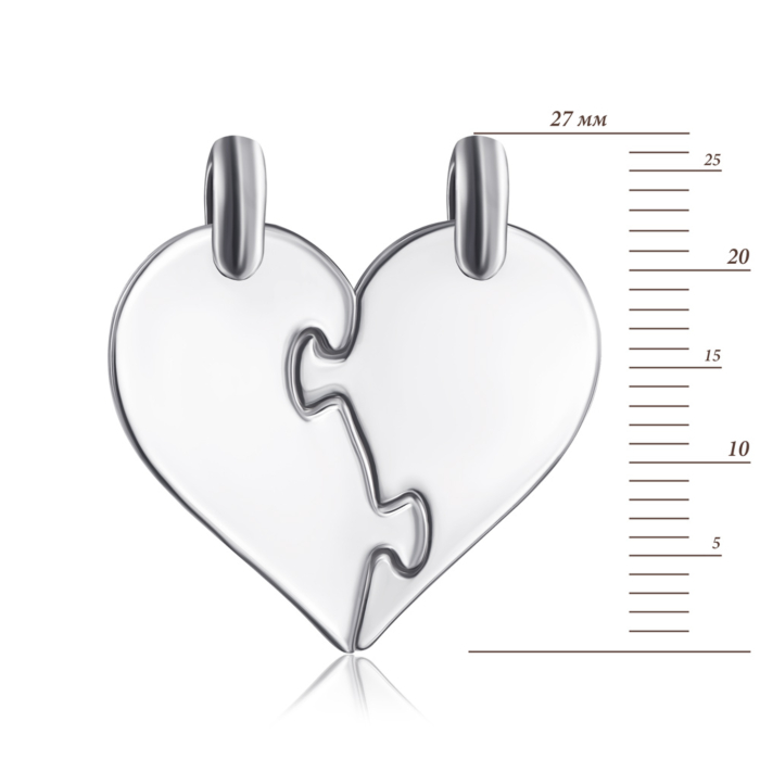 Срібна підвіска «Серце» без вставки. Артикул PTGXX000057-P/12