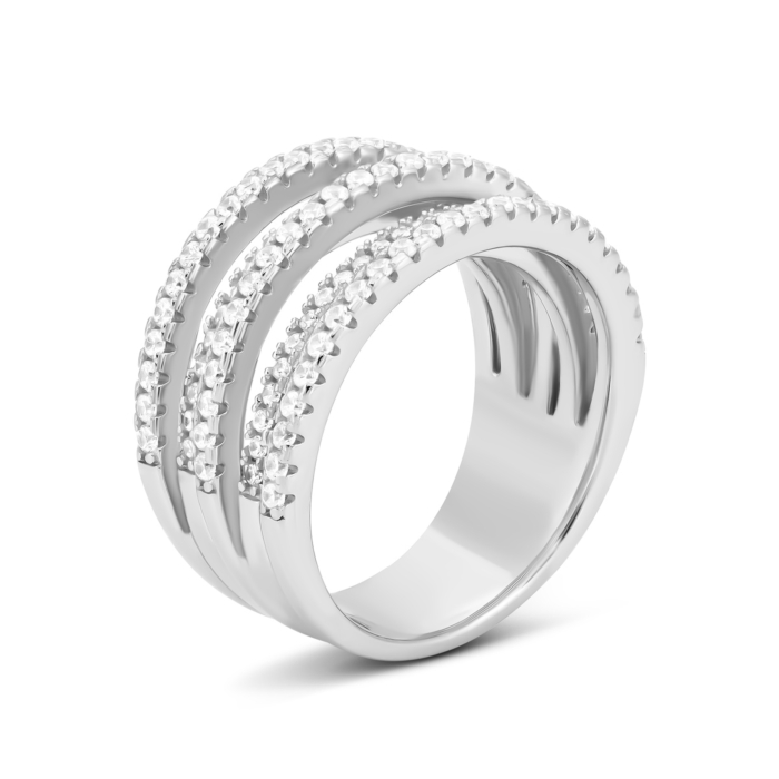 Срібна каблучка з фіанітами. Артикул UG5R28156-W