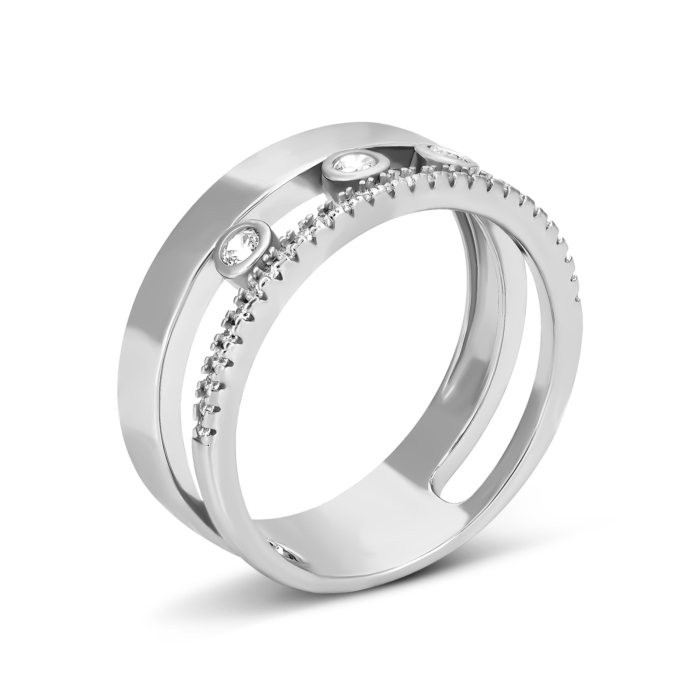Серебряное кольцо с фианитами. Артикул UG5R38429