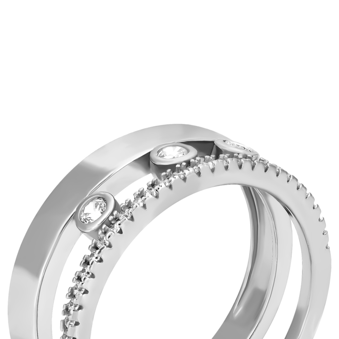 Серебряное кольцо с фианитами. Артикул UG5R38429