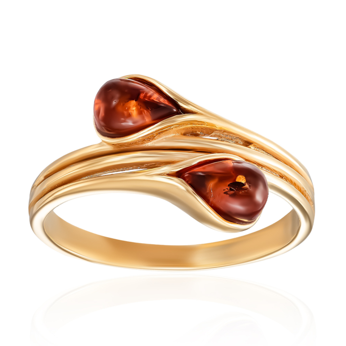 Срібна каблучка з бурштином. Артикул R930C-R/20/2787