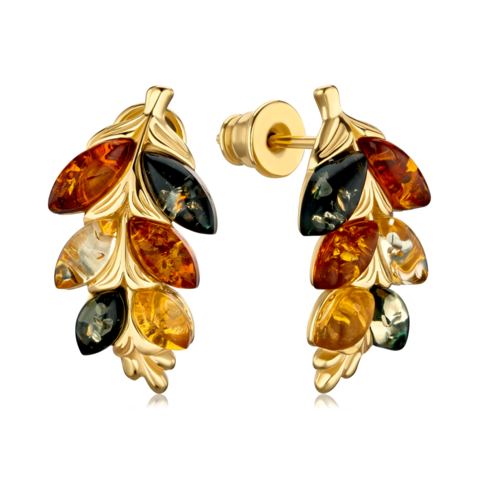 Серебряные позолоченные серьги с янтарем RdE223M-E/20/2787