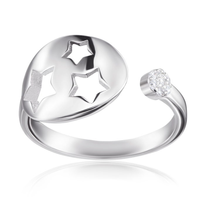 Срібна каблучка «Зірка» з фіанітами. Артикул RI34531-R/12/1