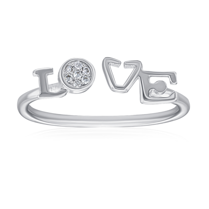 Серебряное кольцо Love с фианитами. Артикул RI39189-R/12/1