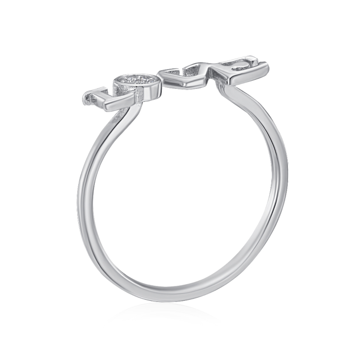 Серебряное кольцо Love с фианитами. Артикул RI39189-R/12/1