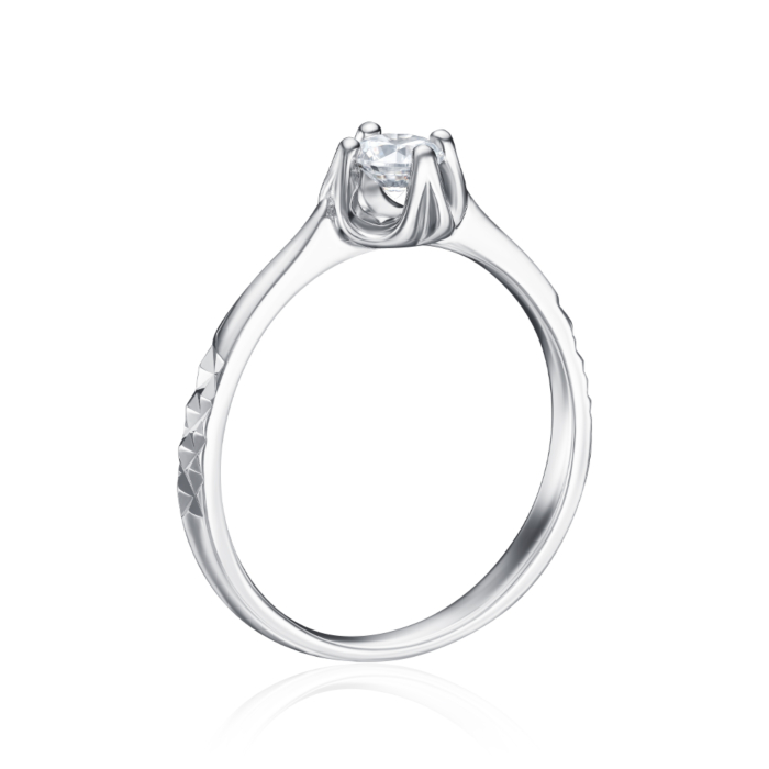 Серебряное кольцо с фианитом. Артикул RI39408-R/12/1