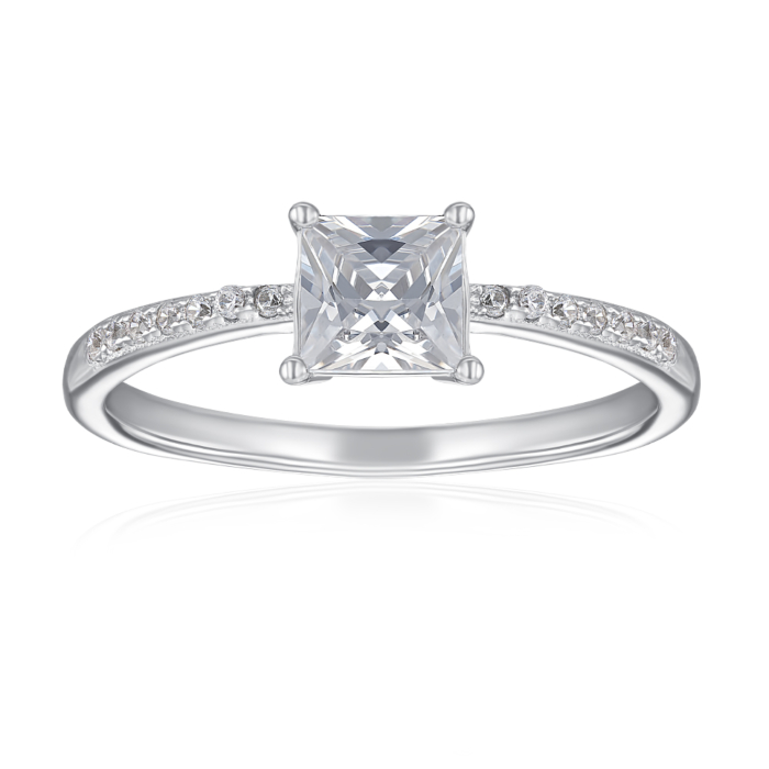 Серебряное кольцо с фианитами. Артикул RI39412-R/12/1