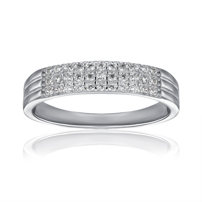 Серебряное кольцо с фианитами. Артикул RIV7001-3-R/12/1
