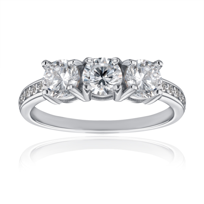 Срібна каблучка з фіанітами. Артикул RIV7001-5-R/12/1