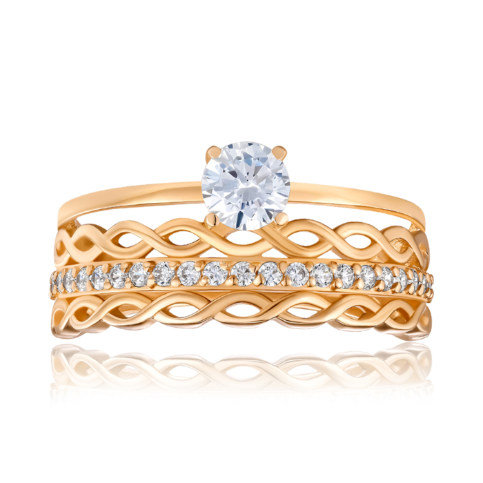 Золотое кольцо с фианитами. Артикул S110011-R/01/1