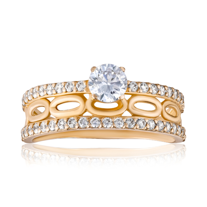 Золотое кольцо с фианитами. Артикул S110031-R/01/1