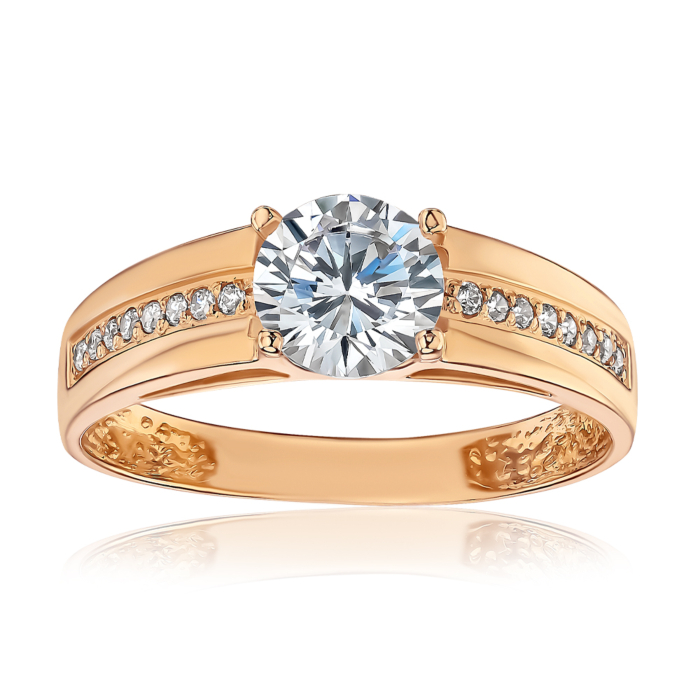 Золотое кольцо с фианитами S111141-R/01/1