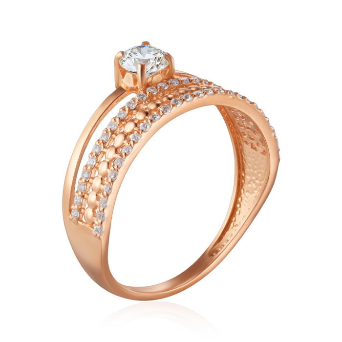 Золота каблучка з фіанітами. Артикул S111241-R/01/1