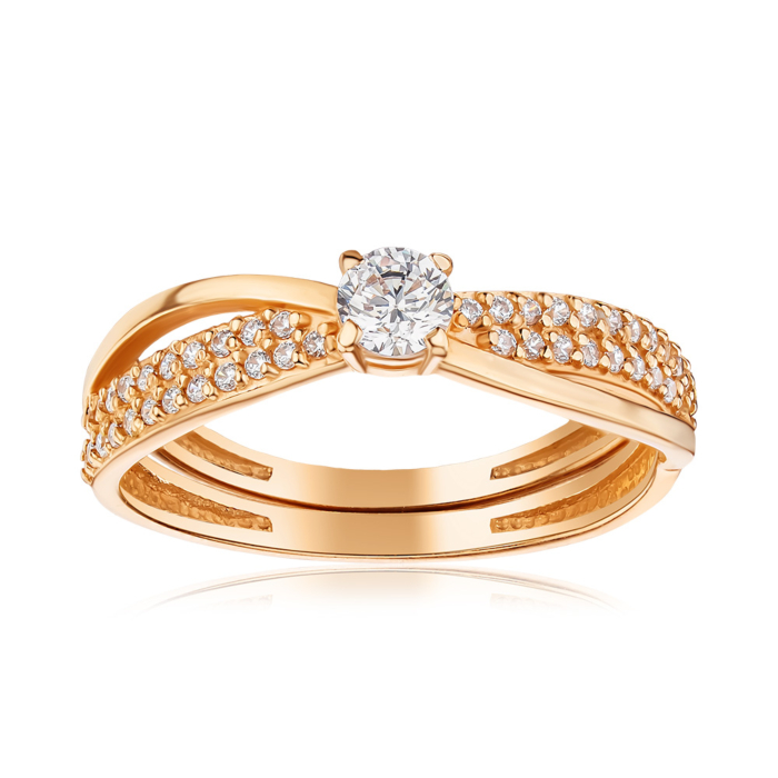 Золота каблучка з фіанітами S111331-R/01/1