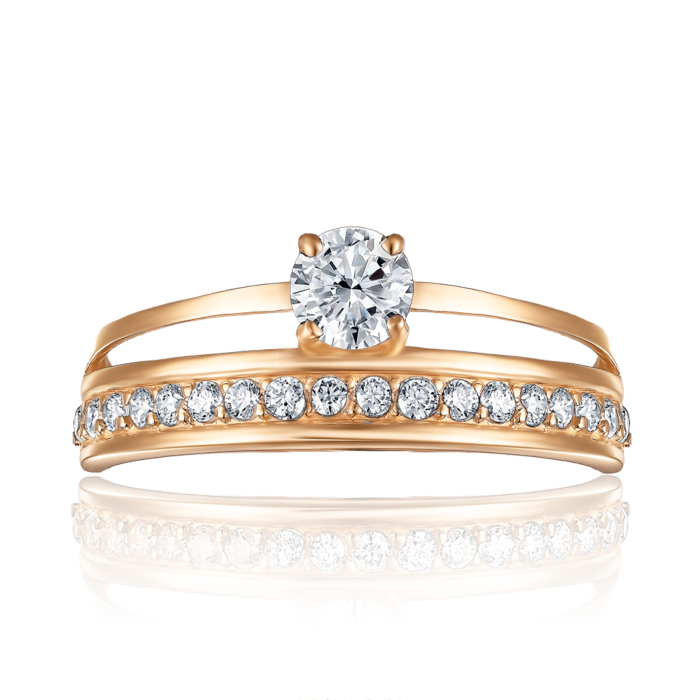 Золота каблучка з фіанітами. Артикул S111421-R/01/1