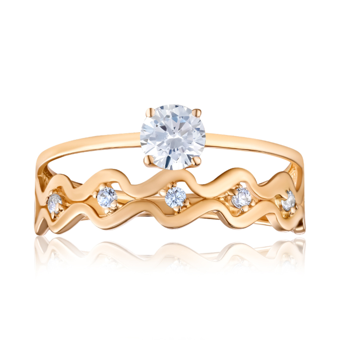 Золотое кольцо с фианитами. Артикул S111451-R/01/1