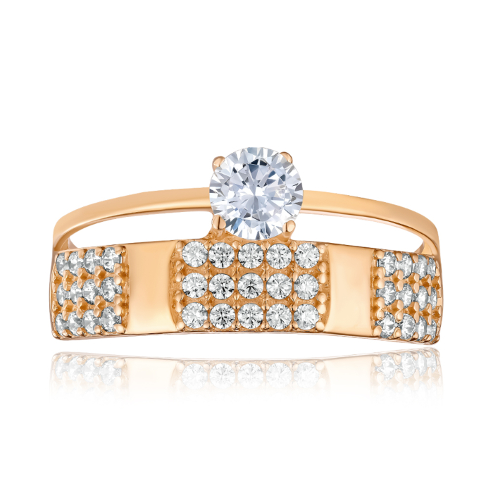 Золотое кольцо с фианитами. Артикул S111461-R/01/1