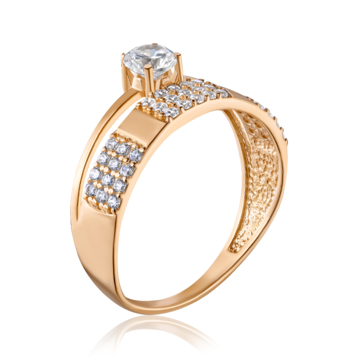 Золотое кольцо с фианитами. Артикул S111461-R/01/1