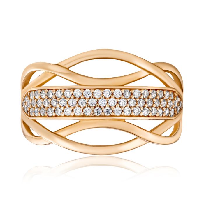 Золотое кольцо с фианитами. Артикул S111561-R/01/1