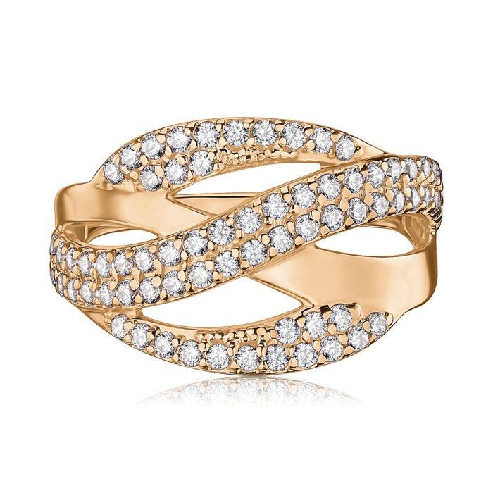 Золотое кольцо с фианиатами S111671-R/01/1