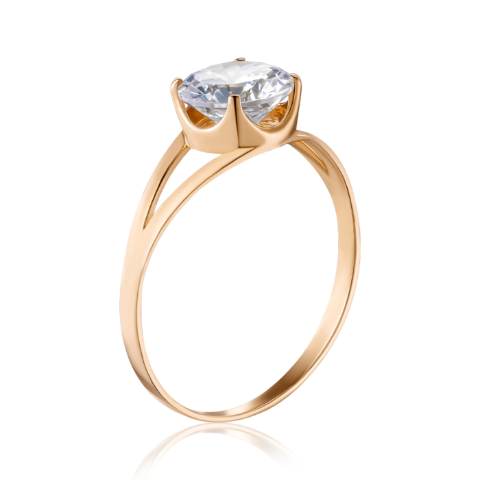 Золотое кольцо с фианитом. Артикул S111781-R/01/1