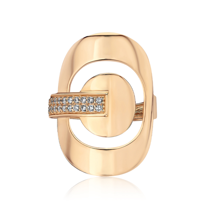 Фалангова золота каблучка з фіанітами S111871-R/01/1
