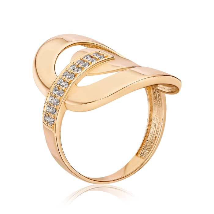Фалангова золота каблучка з фіанітами S111871-R/01/1