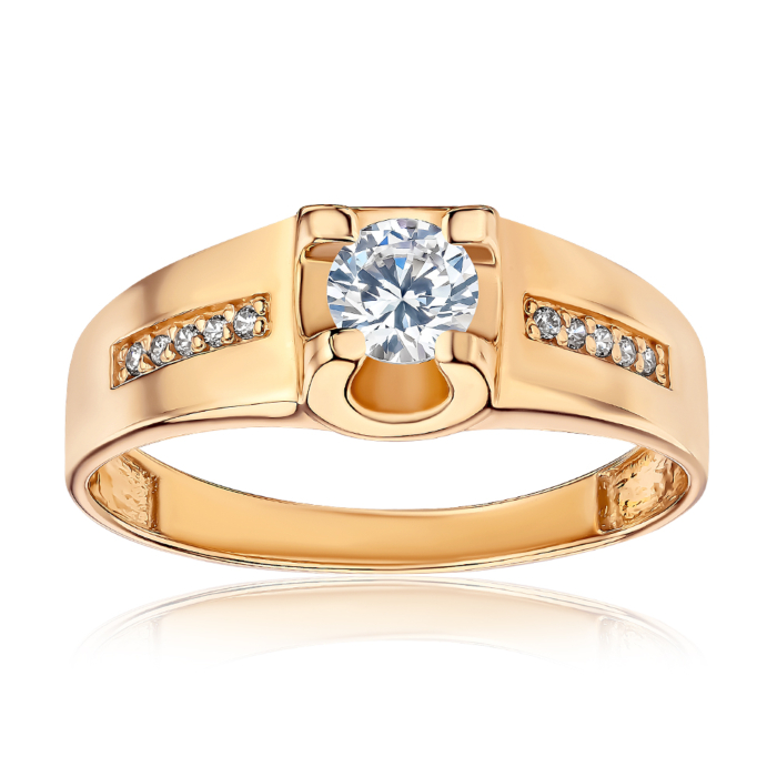Золотое кольцо с фианитами S111941-R/01/1