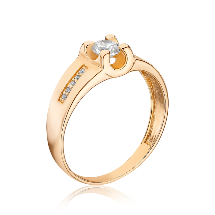 Золотое кольцо с фианитами S111941-R/01/1